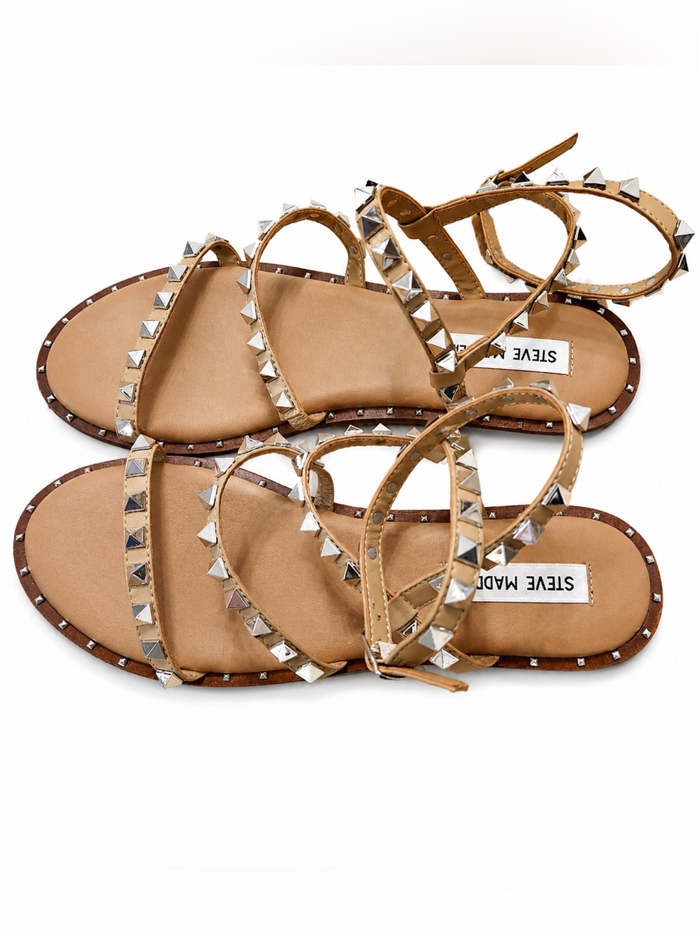 Steve Madden Tan Studded Strappy Sandals 8.5